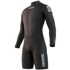 Mystic Brand 3/2mm Back-Zip Longarm Shorty Wetsuit - Black