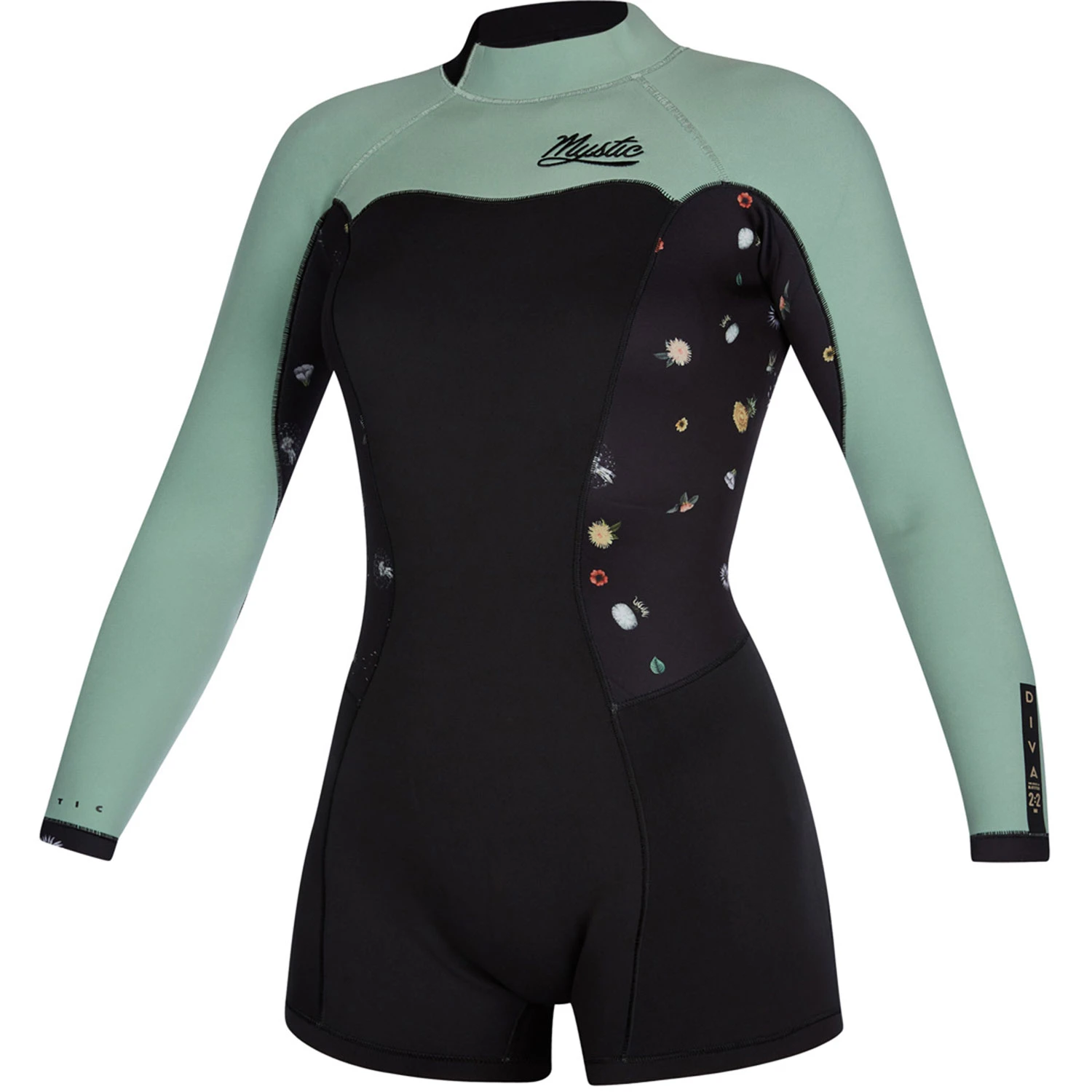 Mystic Womens Diva 2/2mm B-Zip Longarm Shorty Wetsuit - Black 3 Mystic Womens Diva 2/2mm B-Zip Longarm Shorty Wetsuit - Black