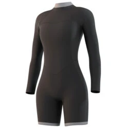 Mystic Womens Brand 3/2mm Longarm Shorty Wetsuit - Night Blue -AquaFit Shop 2021 Mystic Womens Brand 32 Longarm Shorty Wetsuit Night Blue 210322 449 03