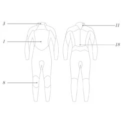 Mystic Junior Star 3/2mm Back-Zip Flatlock Wetsuit - Navy -AquaFit Shop 35400.180058 410 Outline Diagram