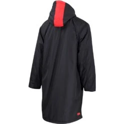Zone3 Parka Poncho Changing Robe - Black/Red -AquaFit Shop Zone3 Poncho Parka Fleece Jacket Black Cutout Back